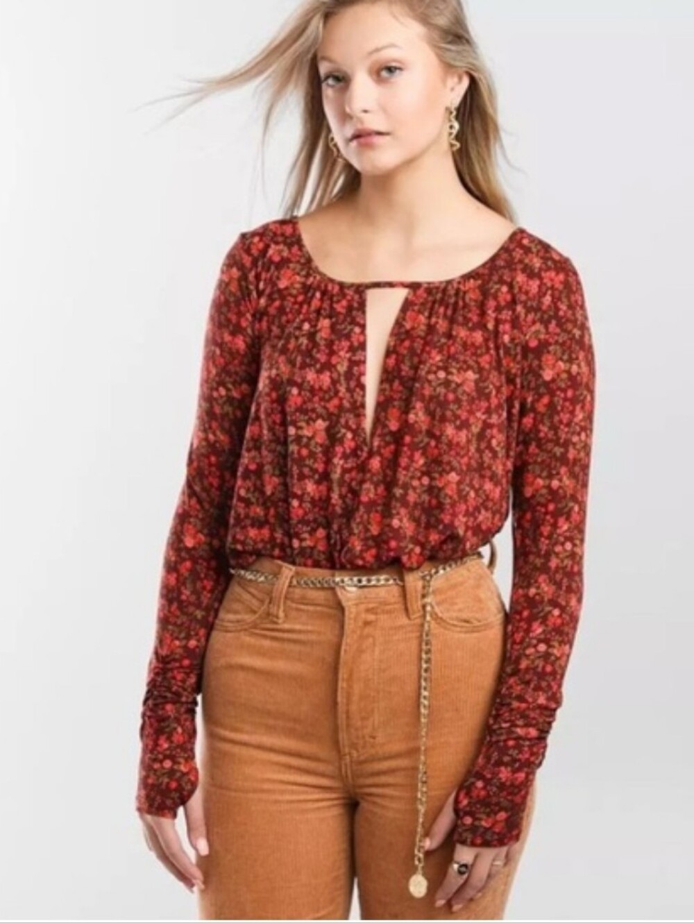 NWT Intimately Free People Kaya Floral Long-Sleeve Bodysuit ■ Size L